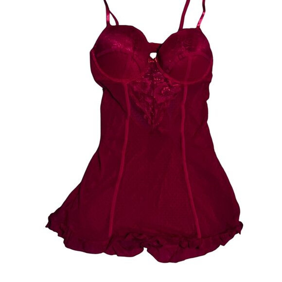 Fredericks of Hollywood NWT Adele Lace & Mesh Underwire Chemise Panty Set Sz Med - Picture 6 of 15
